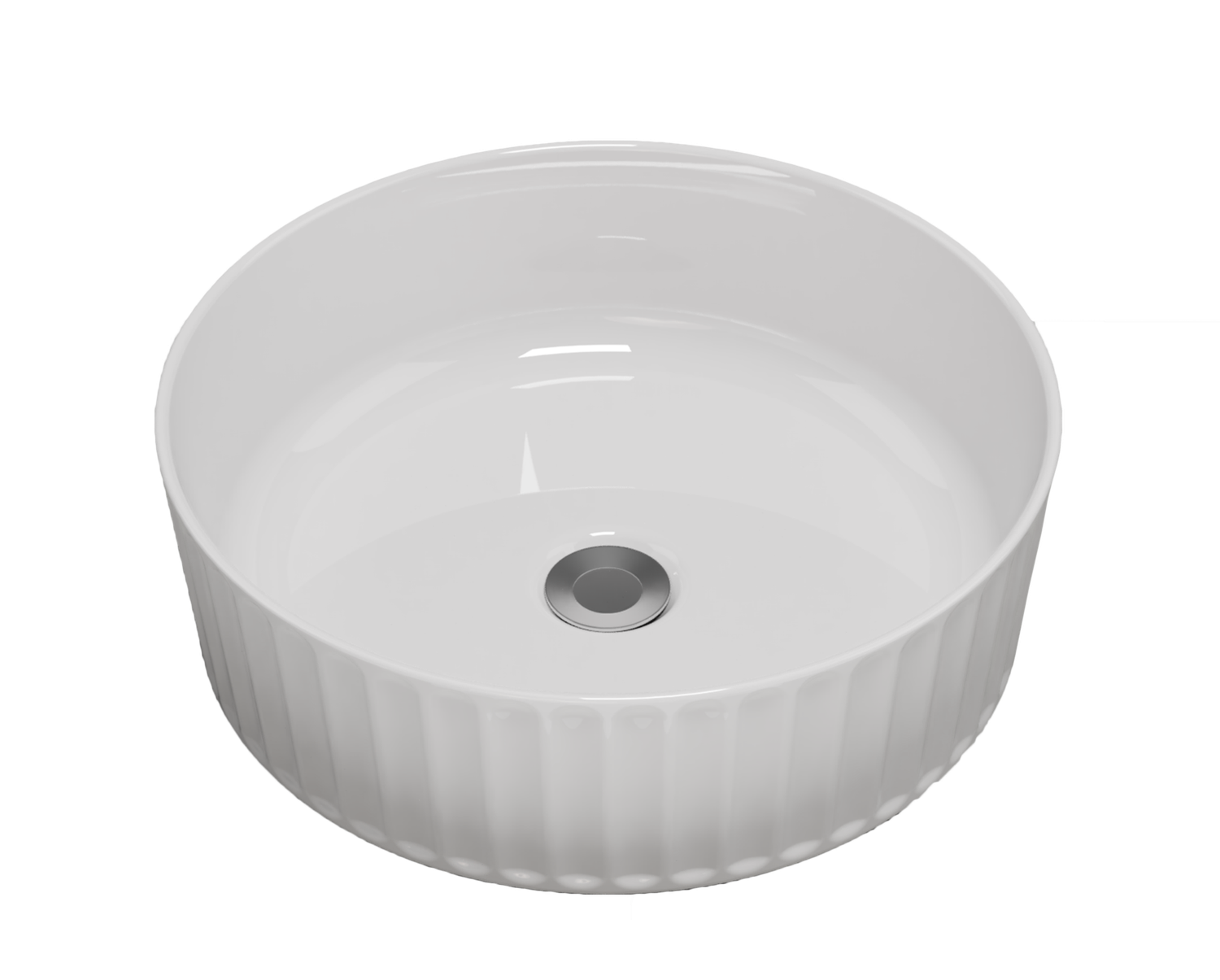 Allure Flute Above Counter Basin, Colour: White, Finish: Gloss, Option: Basin Only