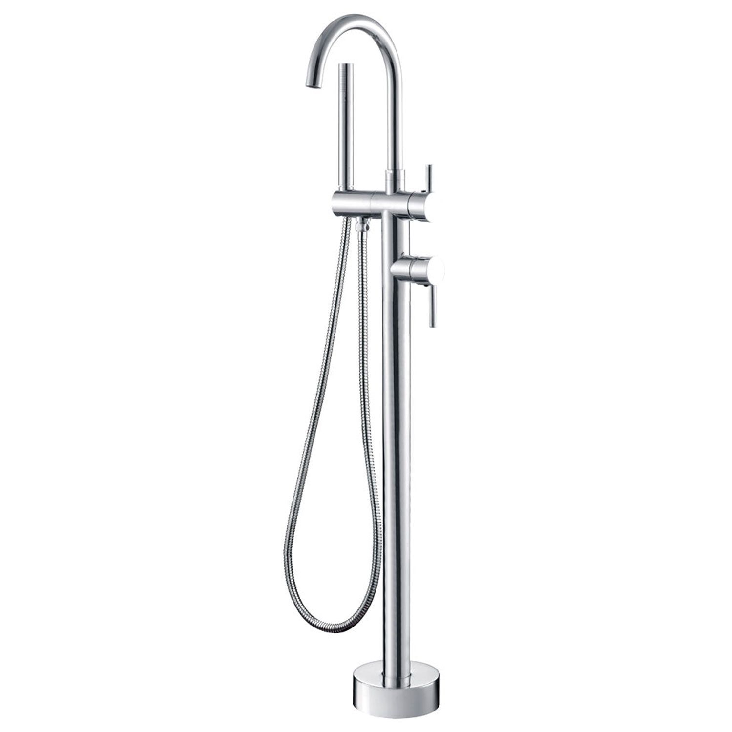 Kaya Floor Mounted Bath Mixer With Hand Shower, Colour: Chrome