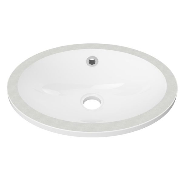 Amara Undermount Mineral Composite Basin, Colour: White, Finish: Gloss, Option: Basin Only