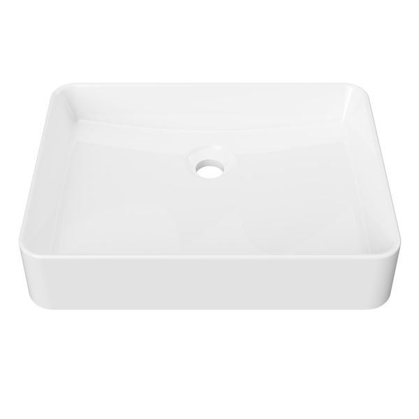 Fergus Semi-Recessed Mineral Composite Basin, Colour: White, Finish: Gloss, Option: Basin Only