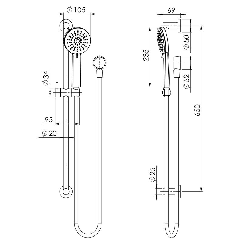 Vivid Slimline Rail Shower