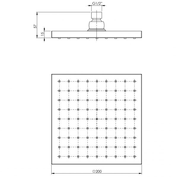 Lexi Shower Rose 200mm Square