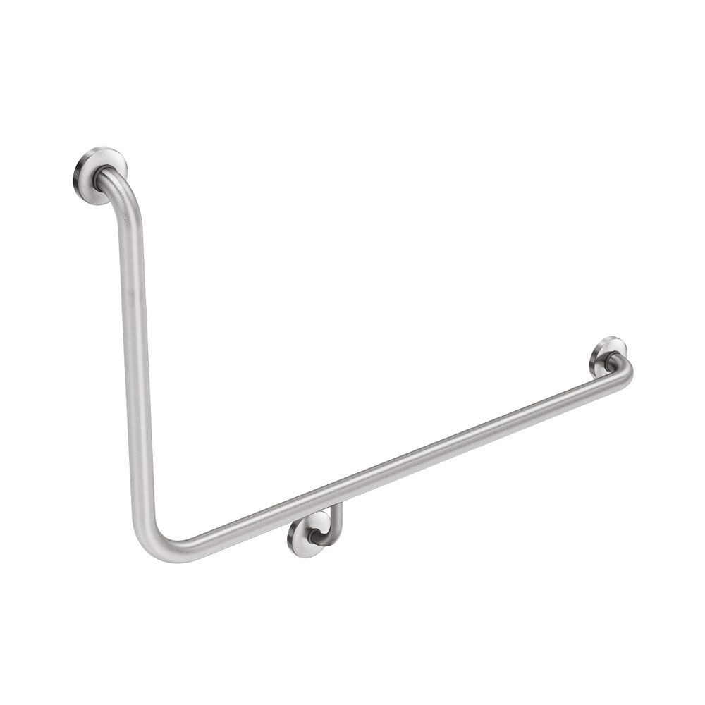 90° Accessible Right-Hand Grab Rail, Colour: Stainless Steel