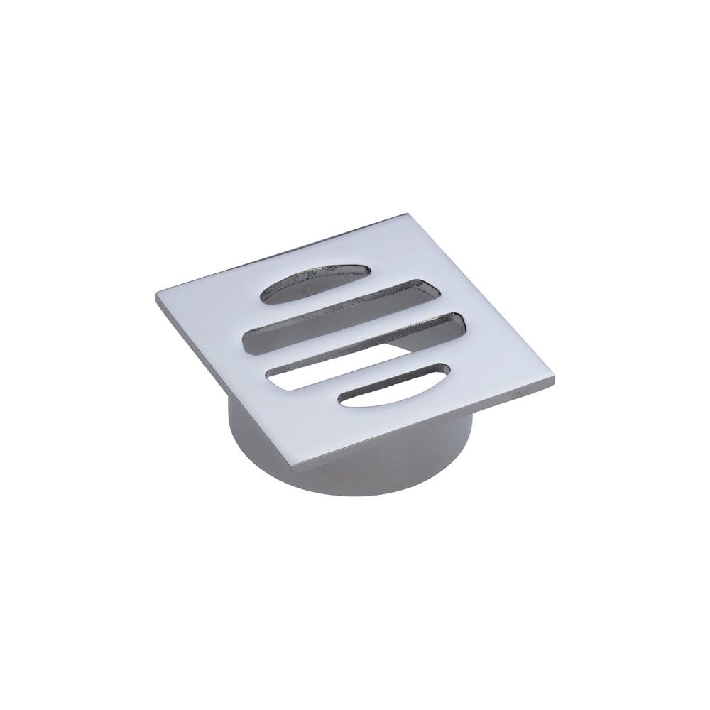 Square Floor Waste, Round Grate, Colour: Chrome, Size: 50mm