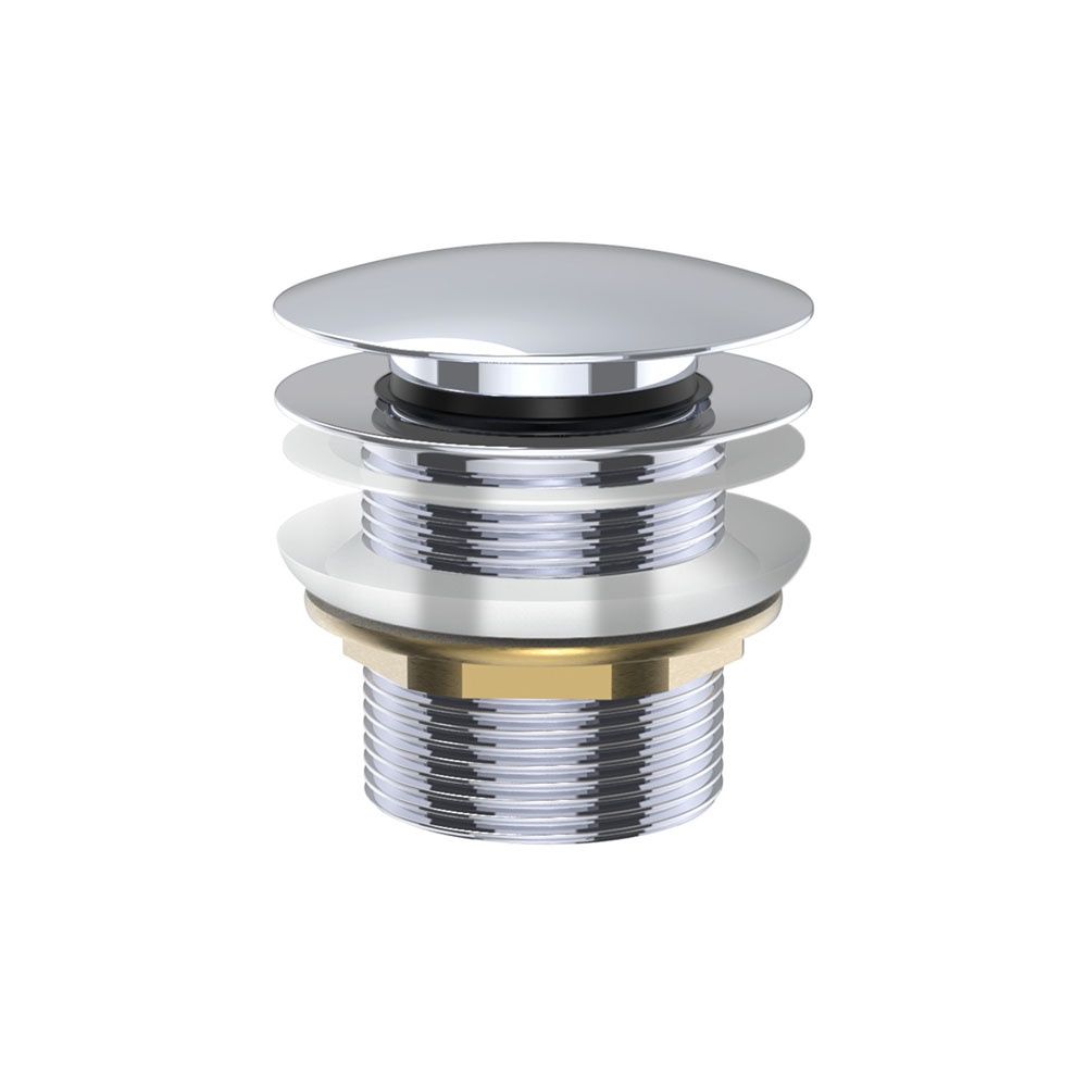 Universal Pull-Out/Pop-Up Brass Cap Bath Waste, Non-Overflow, Colour: Chrome Brass Cap
