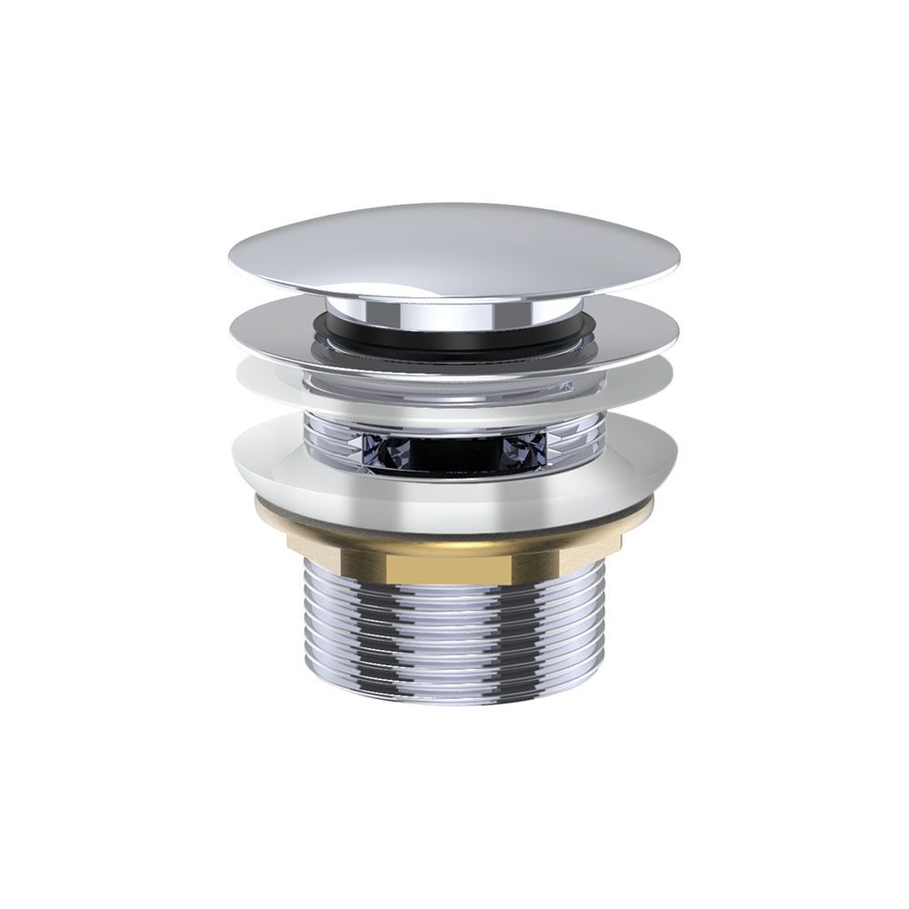 Universal Pull-Out/Pop-Up Brass Cap Bath Waste with Overflow, Colour: Chrome Brass Cap