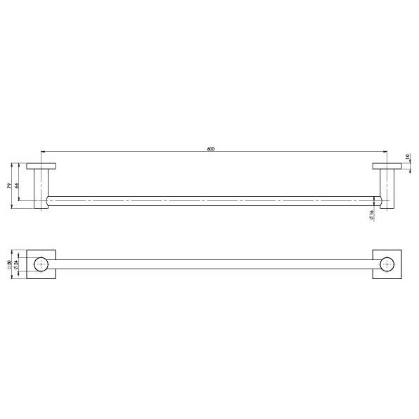 Radii Single Towel Rail Square Plate