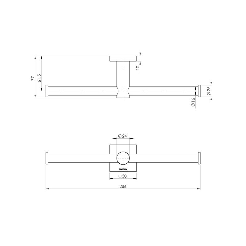 Radii Double Toilet Roll Holder Square Plate