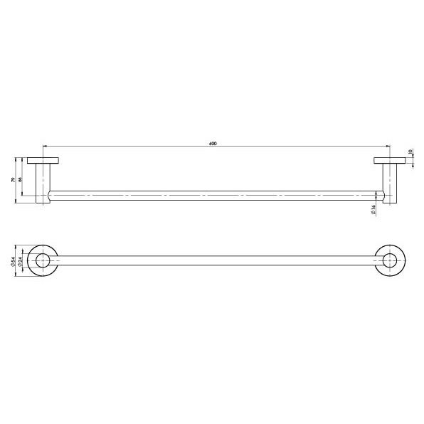 Radii Single Towel Rail Round Plate