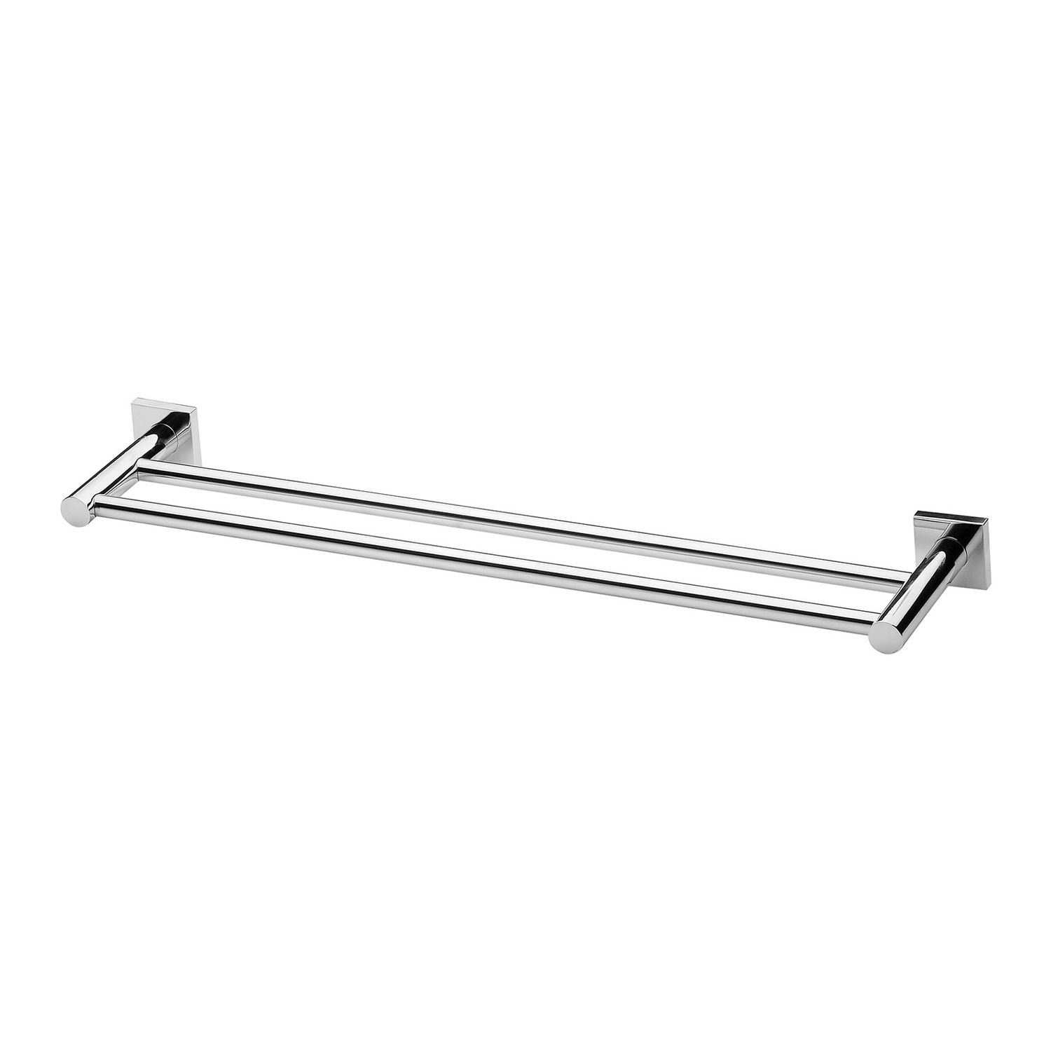 Radii Double Towel Rail Square Plate, Colour: Chrome, Size: 600mm