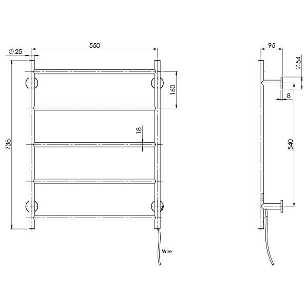 Radii Towel Ladder 550 x 740mm Round Plate
