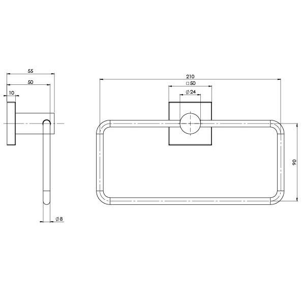 Radii Hand Towel Holder Square Plate
