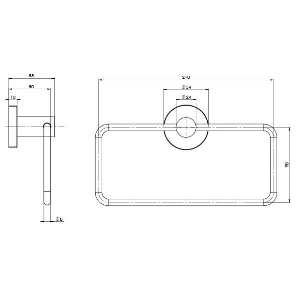 Radii SS 316 Hand Towel Holder Round Plate