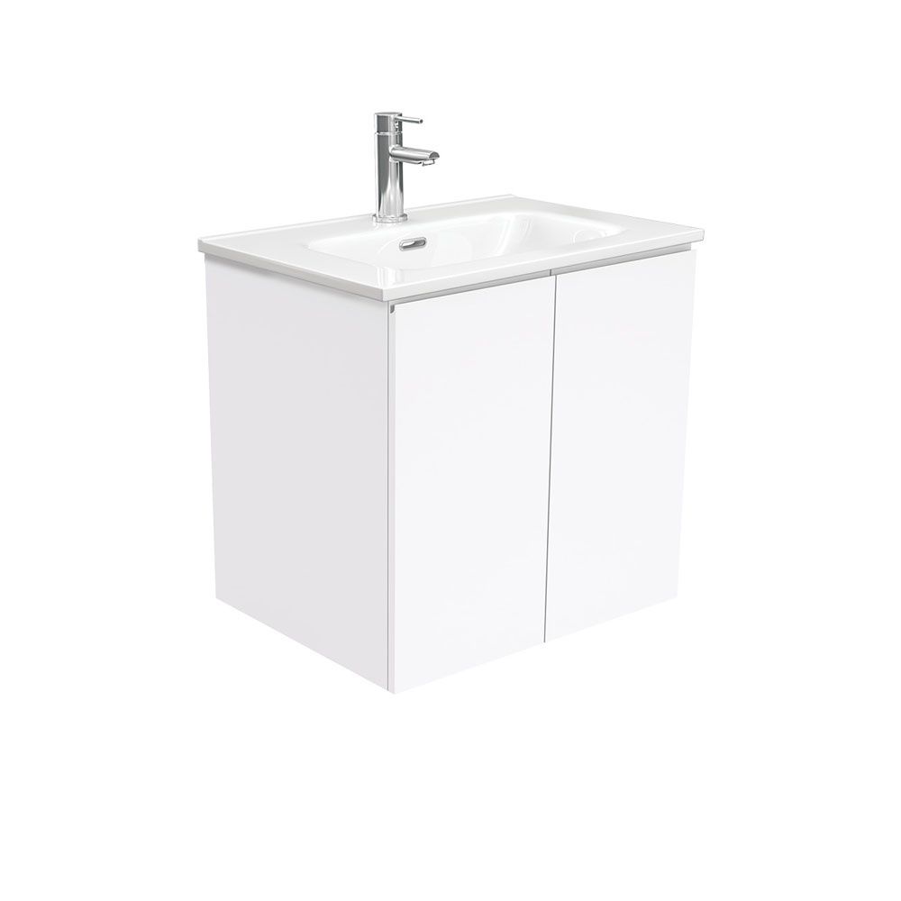 Fienza Fingerpull Moulded Top Vanity Wall Hung, Colour: Gloss White, Size: 600mm, Top: Joli 1TH