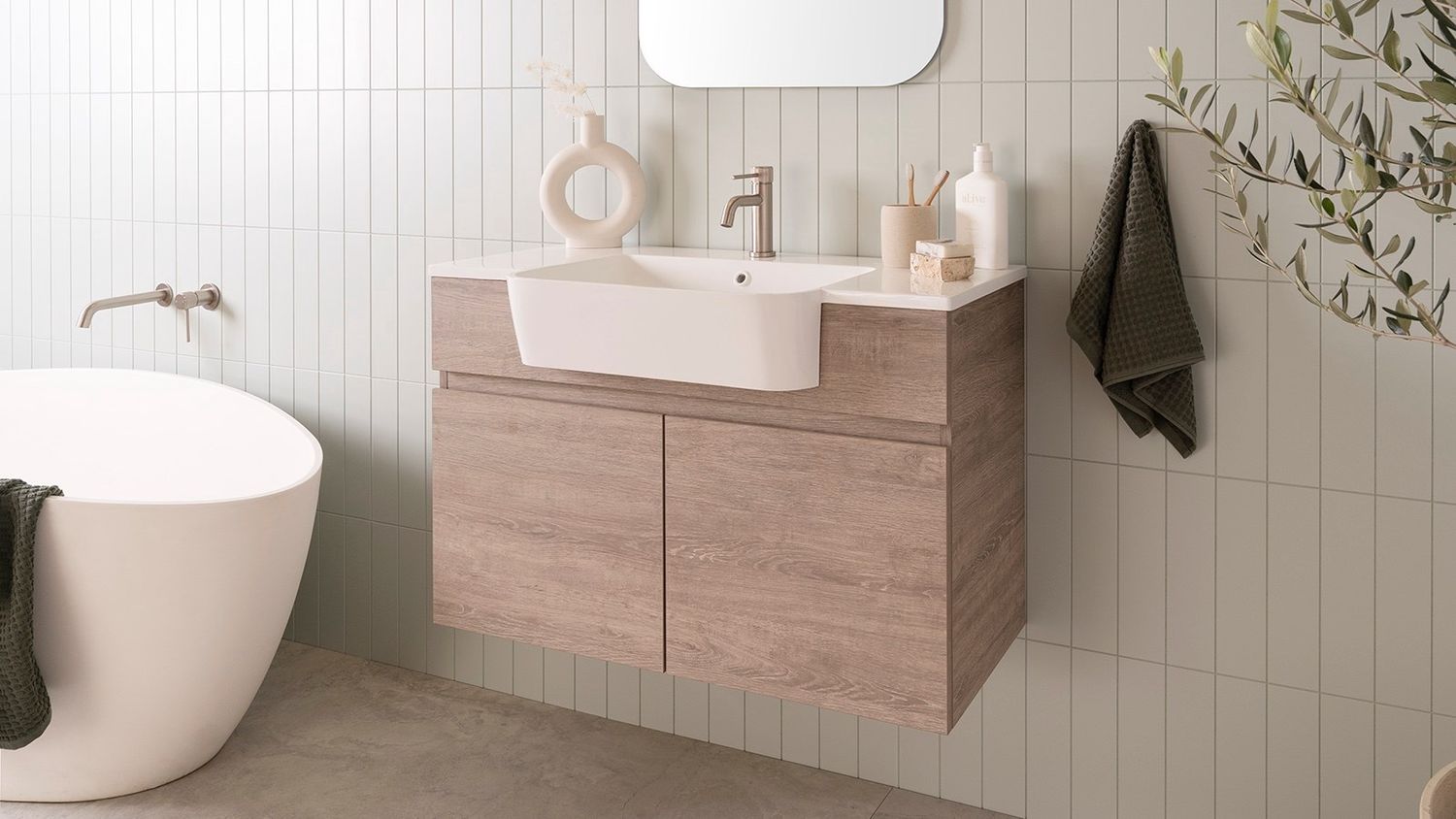 Glacier Wall Hung Semi-Recessed, All Door Vanity - Twin