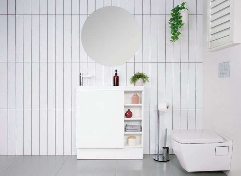 Petite Shelf Floor Standing Small Space Vanity