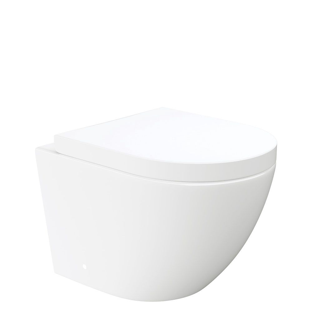 Koko Tornado Flush Wall Hung Toilet Suite, Colour: Gloss White, Option: Standard Seat, Type: R&amp;T In-Wall Cistern