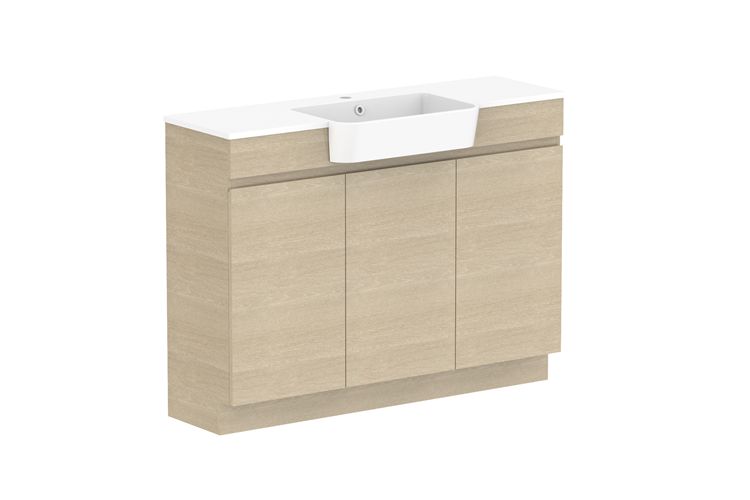 Glacier Floor Standing Semi-Recessed, All Door Vanity - Trio
