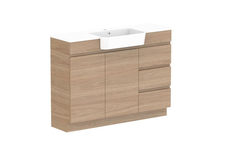 Glacier Floor Standing Semi-Recessed, Door &amp; Drawer Vanity - Trio