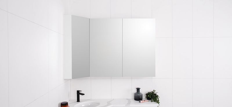 Glacier Offset Corner Mirrored Cabinet