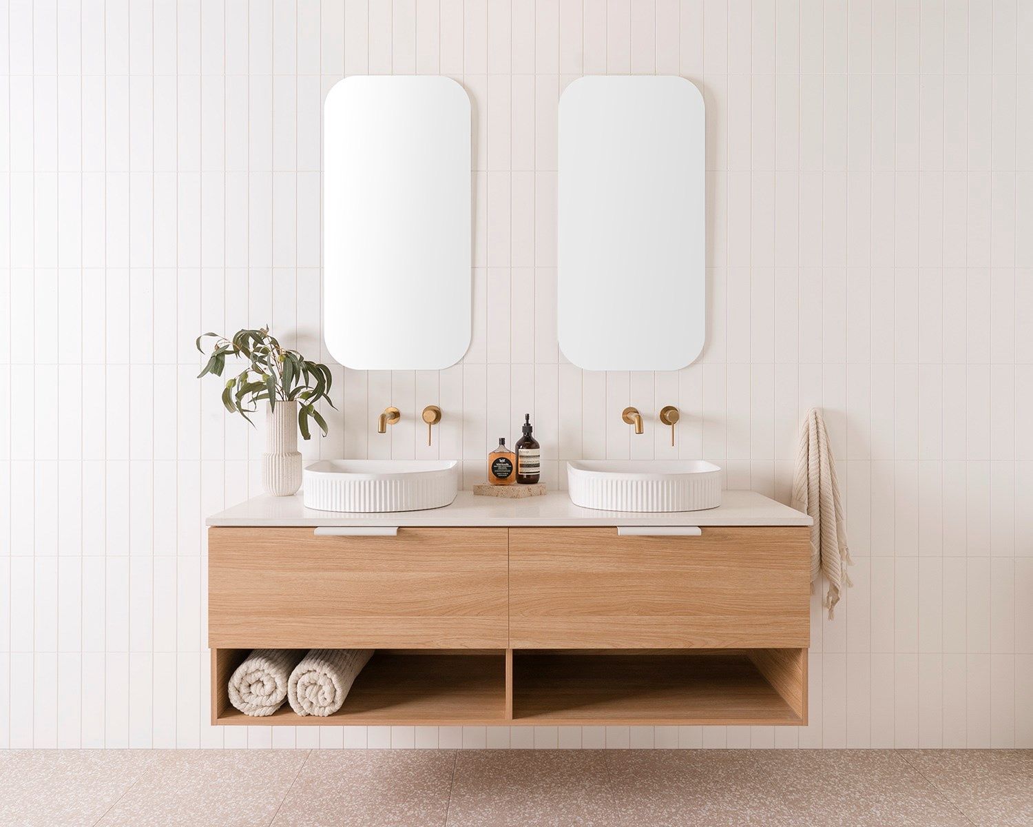 Glacier Wall Hung Full Depth, Shelf Vanity - Slim