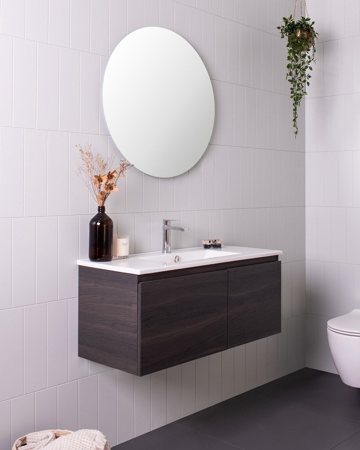 Glacier Wall Hung Ensuite, Door &amp; Drawer Vanity - Slim