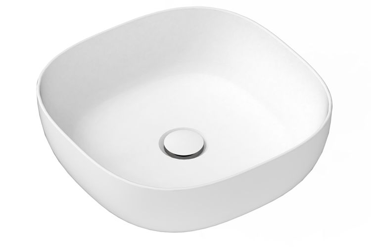 Glam Square - Italian Ceramic Above Counter Basin, Finish: Gloss White
