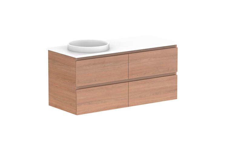 Glacier Wall Hung Full Depth, All Drawer Vanity - Twin