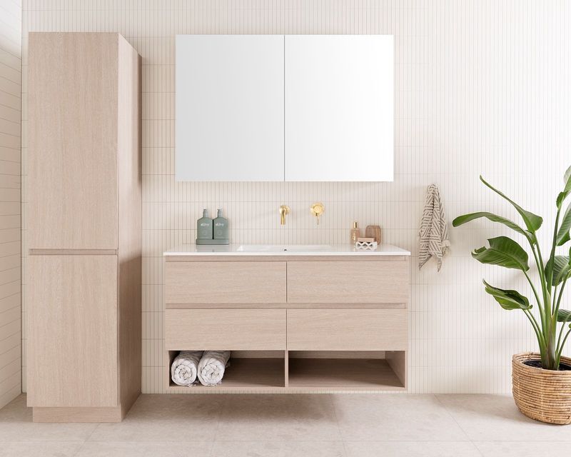 Glacier Wall Hung Full Depth, Shelf Vanity - Twin