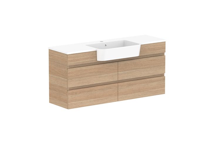 Glacier Wall Hung Semi-Recessed, All Drawer Vanity - Twin