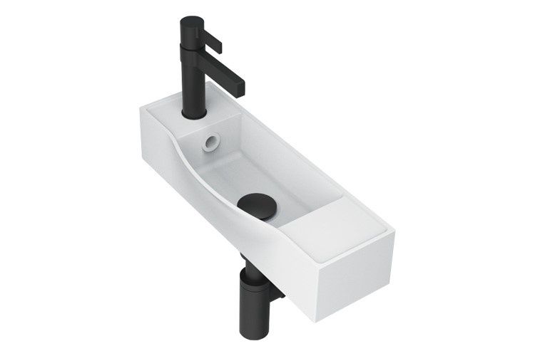 Halo Ensuite Wall Basin, Finish: Gloss White - Left Tap Hole