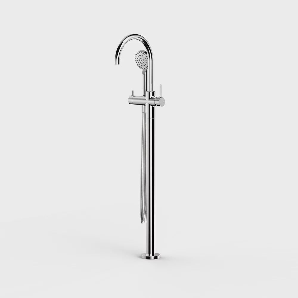 Pegasi Floor Bath Mixer Curve With Handshower