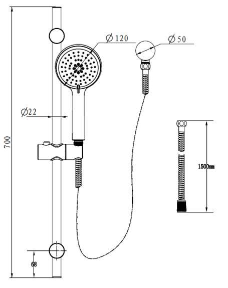Self Cleaning Hand Shower on Rail