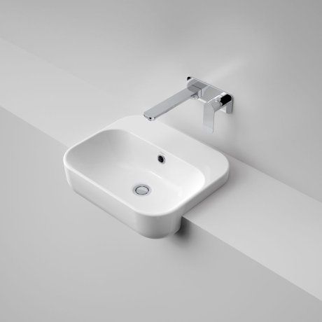 Luna Semi Recessed Basin With Tap Landing, Option: No Tap Hole