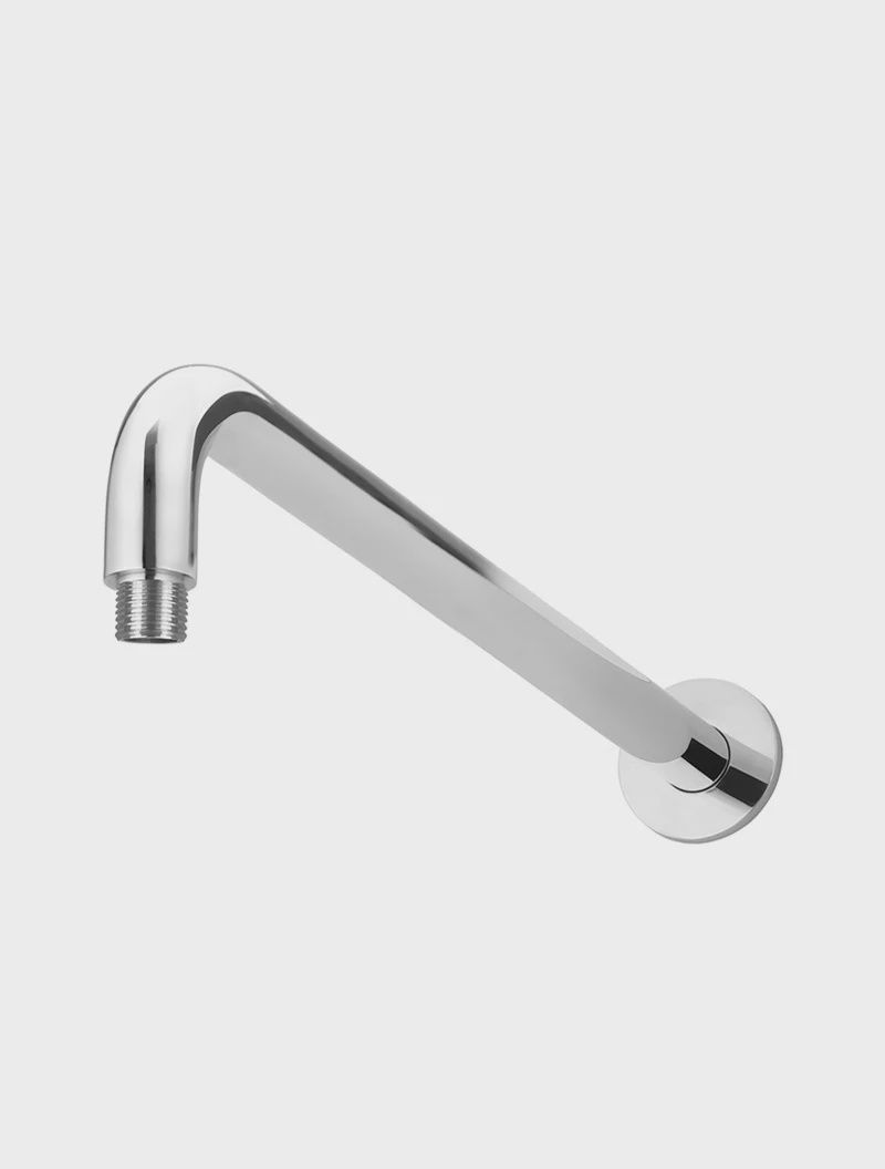 Round Wall Shower Curved Arm 400mm, Finish: Chrome