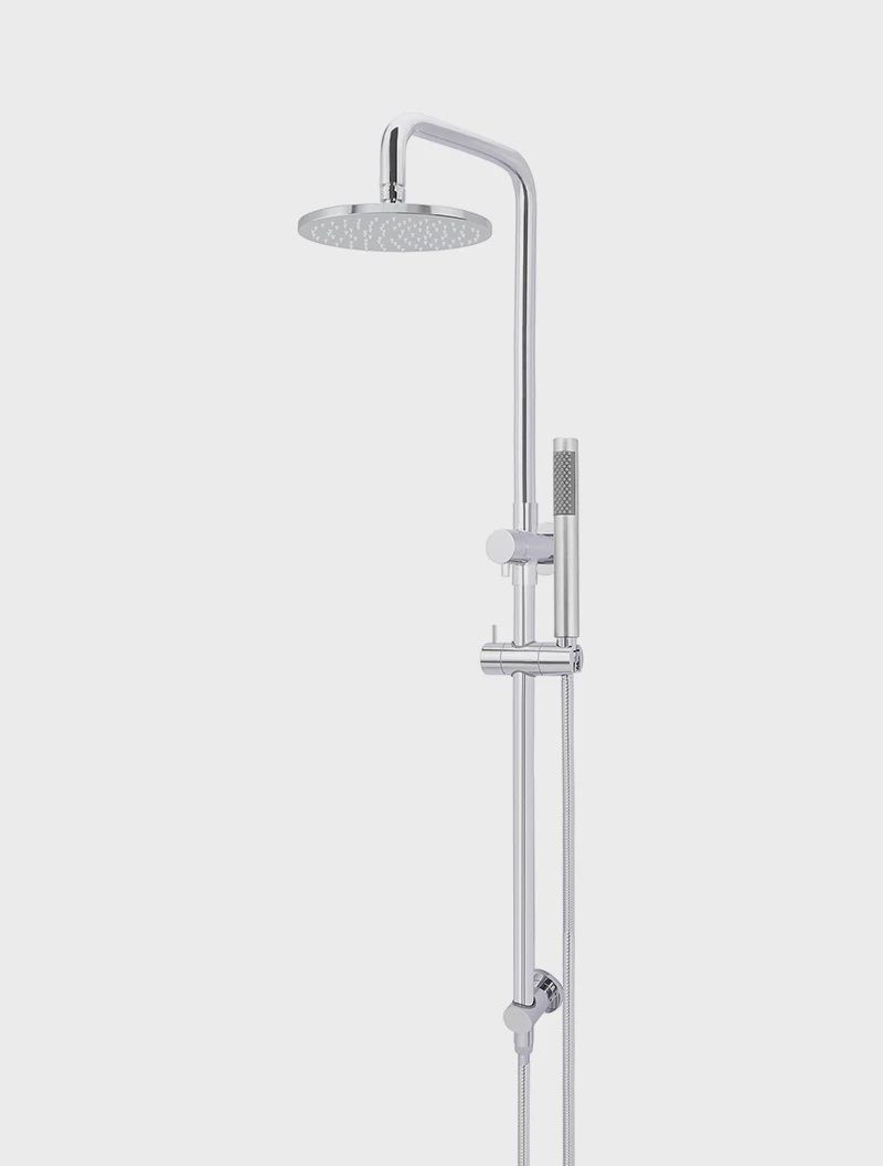 Round Combination Shower Rail, 200mm Rose, Single Function Hand Shower, Finish: Chrome