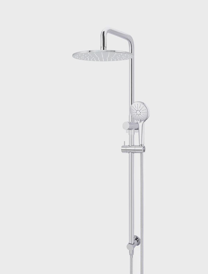 Round Combination Shower Rail, 300mm Rose, Three Function Hand Shower, Finish: Chrome