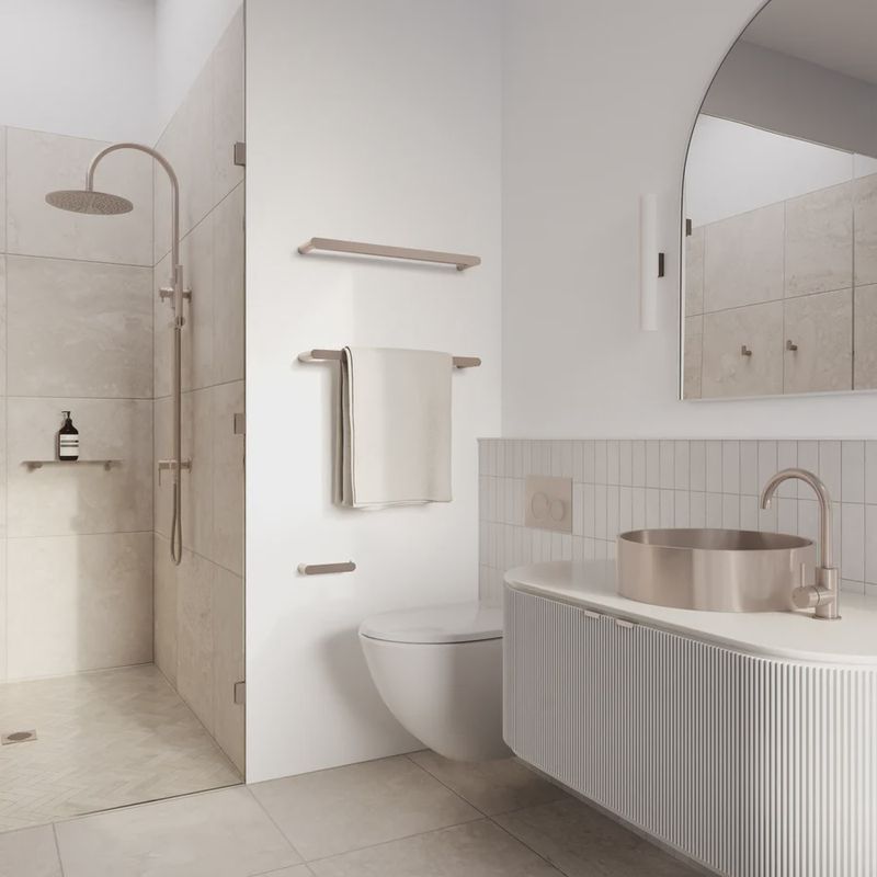 Round Gooseneck Shower Set With 300mm Rose, Single-Function Hand Shower