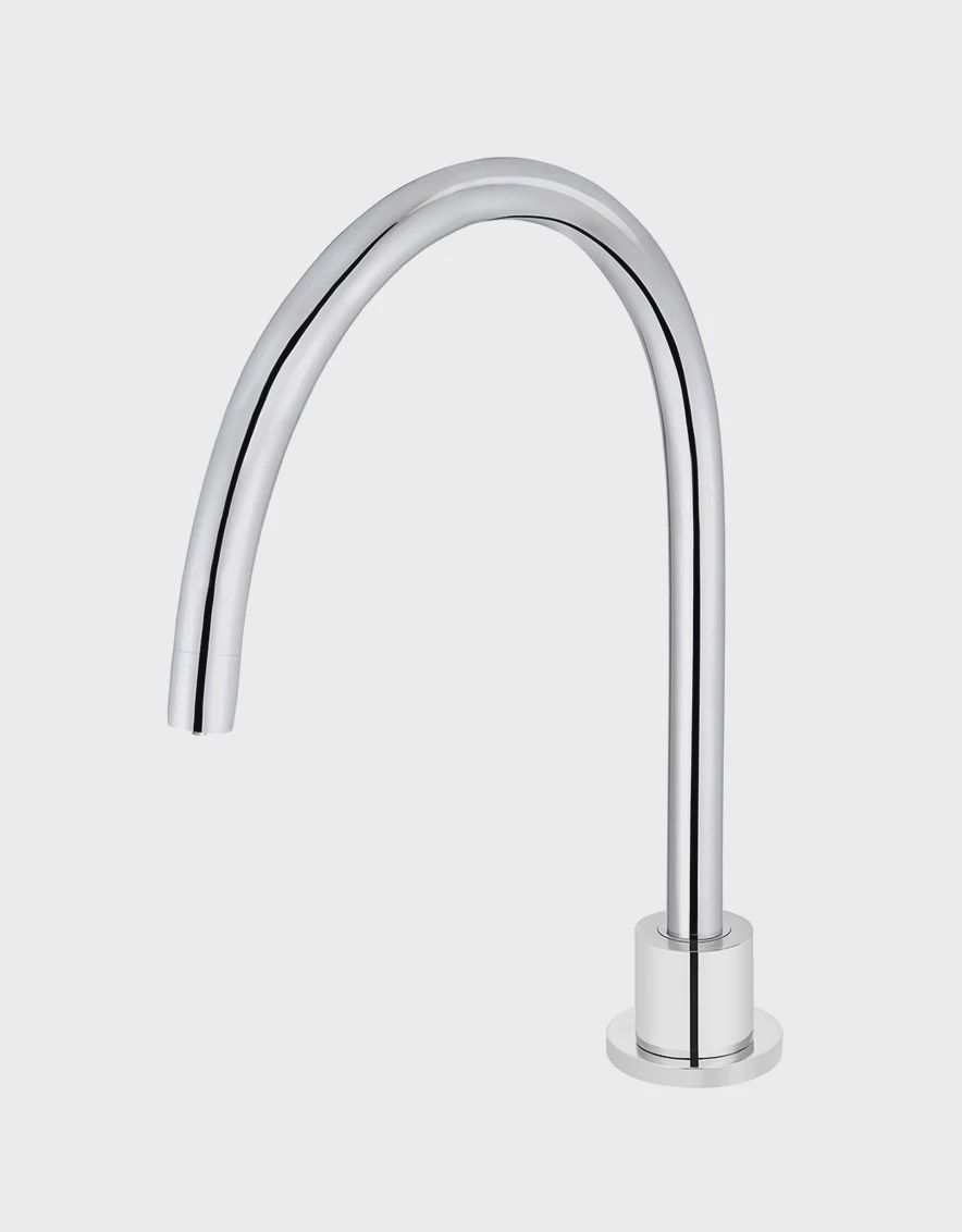 Round Gooseneck High-Rise Swivel Hob Spout, Finish: Chrome