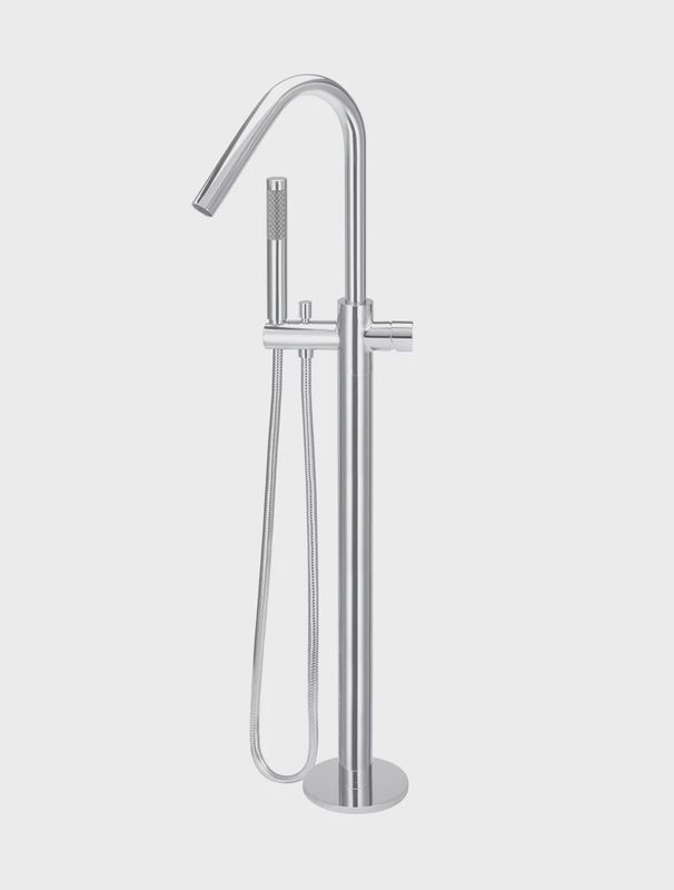 Round Pinless Freestanding Bath Spout And Hand Shower
