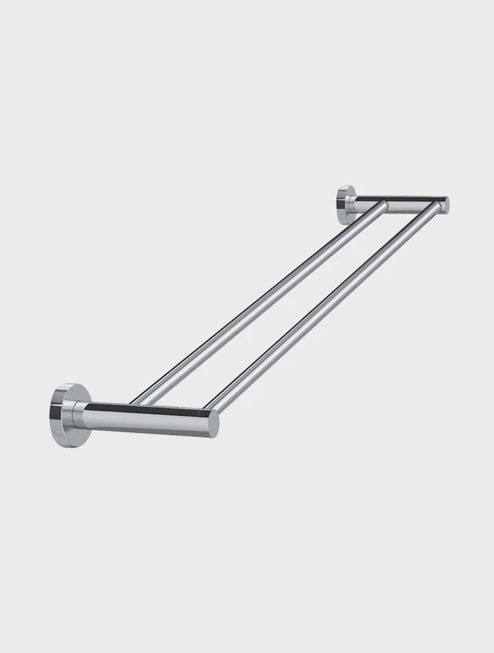 Round Double Towel Rail 600mm, Finish: Chrome