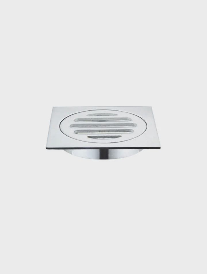 Square Floor Grate Shower Drain 80mm Outlet, Finish: Chrome