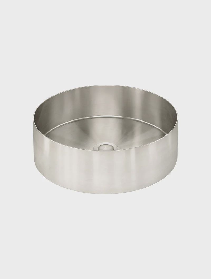 Lavello Round Steel Bathroom Basin 380 x 110, Finish: Brushed Nickel