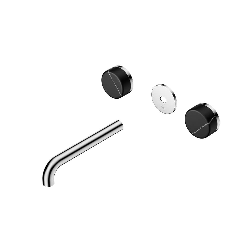 Serenity Wall Basin Set With Marquina Black Handle Trim Kit Only, Finish: Chrome, Size: 160mm Spout