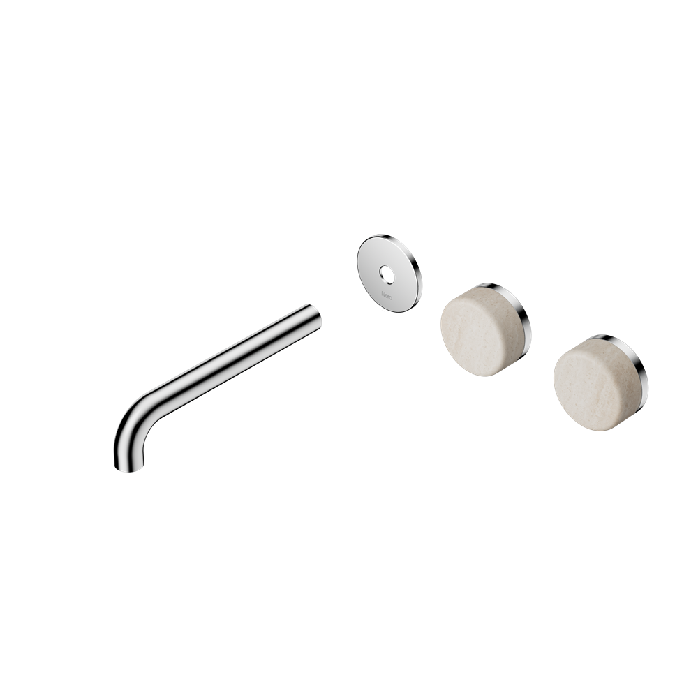 Serenity Wall Basin Set Offset Spout With Rome Travertine Handle Trim Kit Only, Finish: Chrome, Size: 160mm Spout