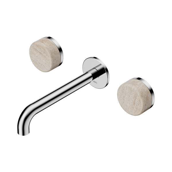 Serenity Wall Basin Set Spout With Rome Travertine Handle, Finish: Chrome, Size: 160mm Spout