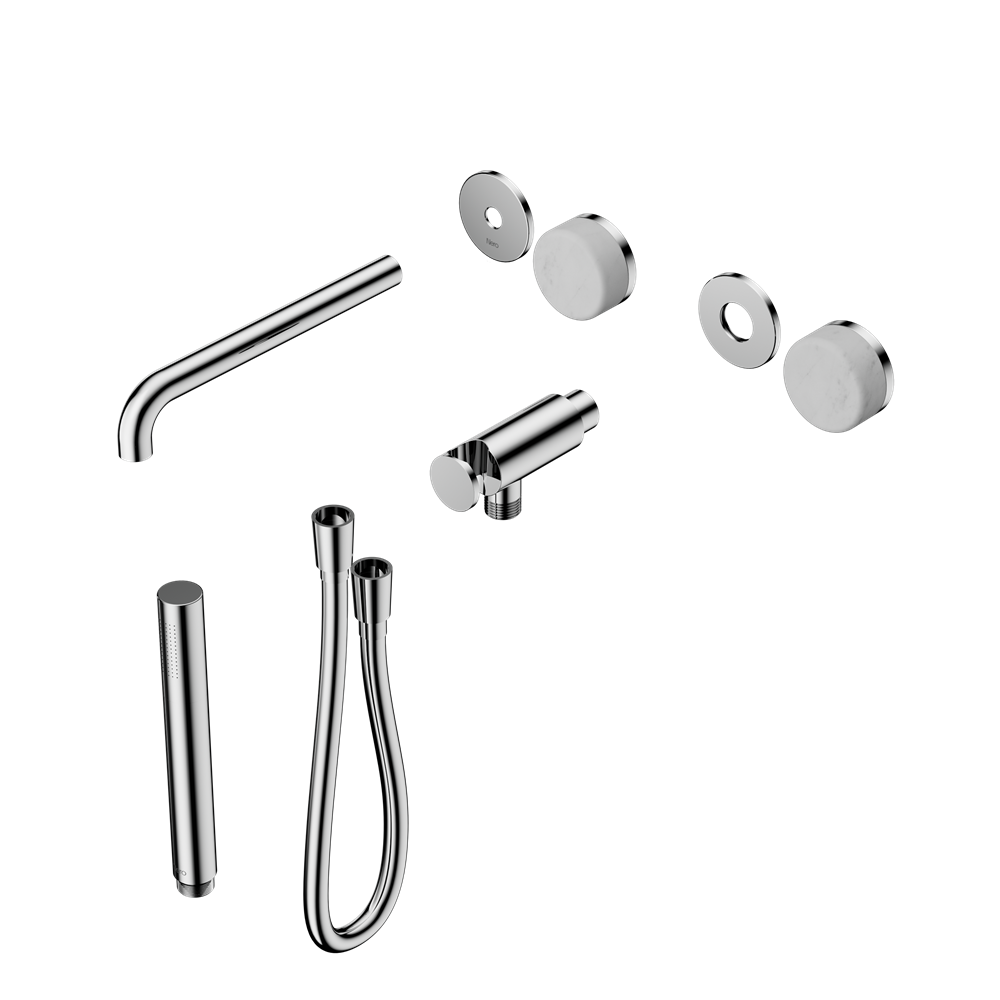 Serenity Progressive Shower System With Spout With Carrara Handle And Slim Shower Trim Kit Only, Finish: Chrome