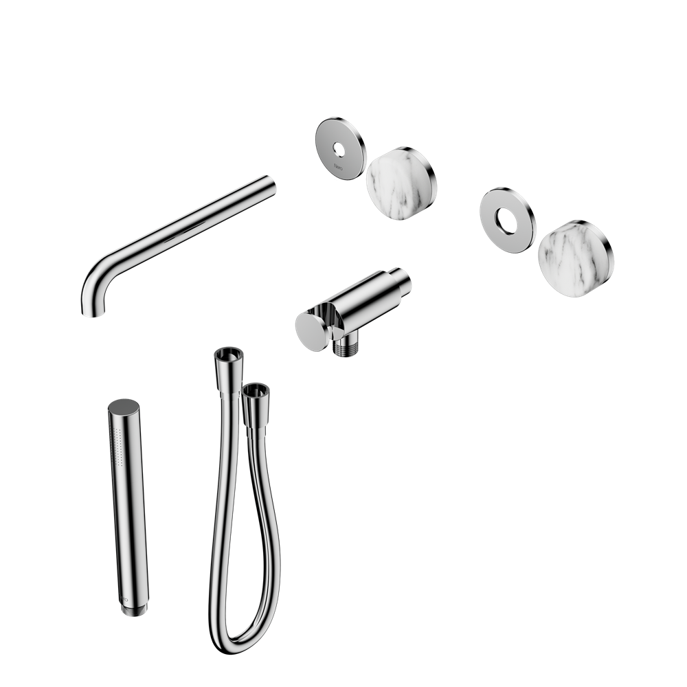 Serenity Progressive Shower System With Spout With Arabescato Corchia Handle And Slim Shower Trim Kit Only, Finish: Chrome