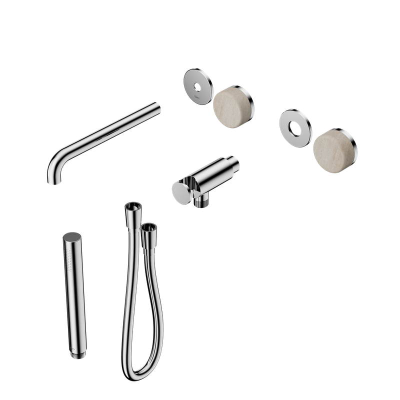 Serenity Progressive Shower System With Spout With Rome Travertine Handle And Slim Shower Trim Kit Only