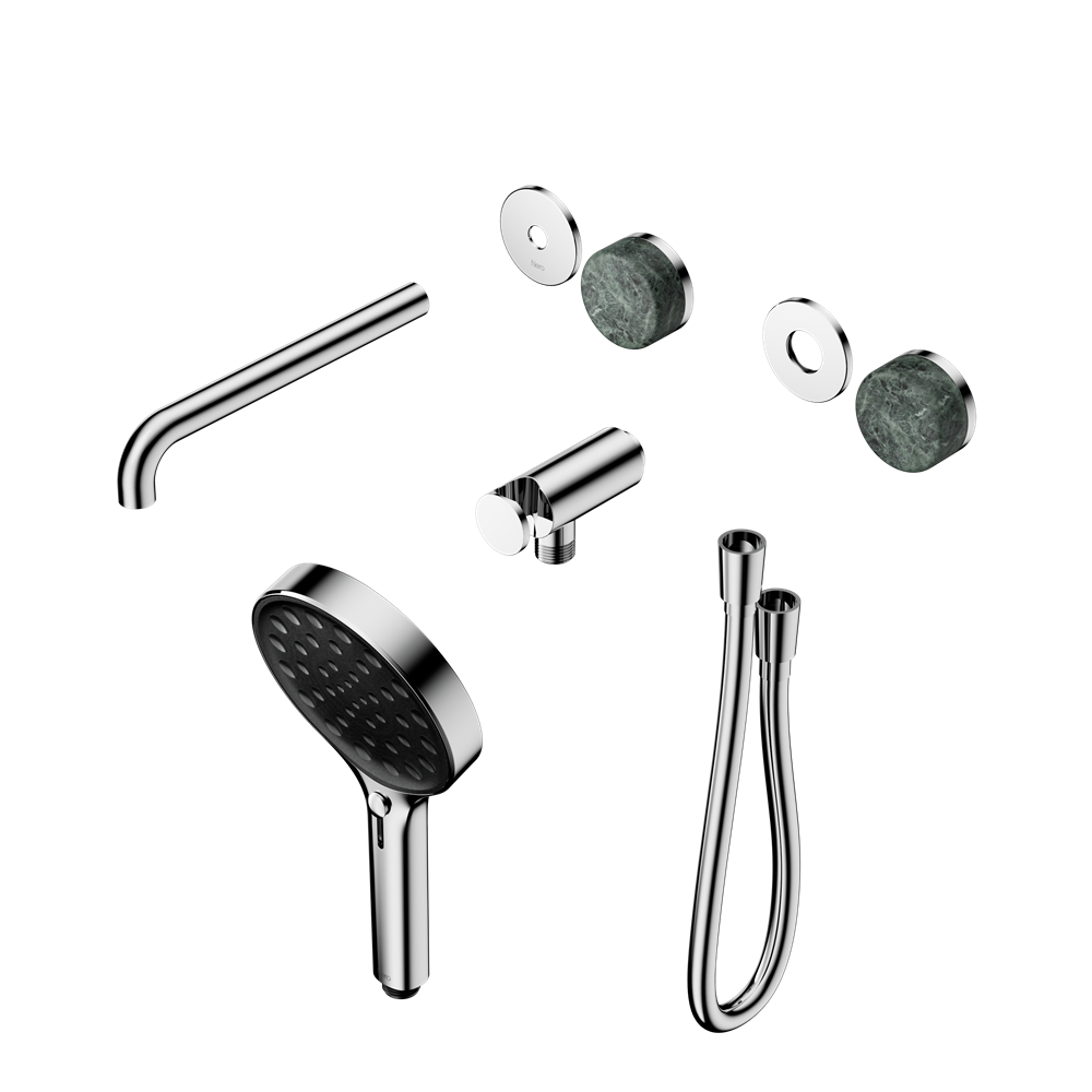 Serenity Progressive Shower System With Spout With Verde Alpi Handle And Serenity Hand Shower Trim Kit Only, Finish: Chrome